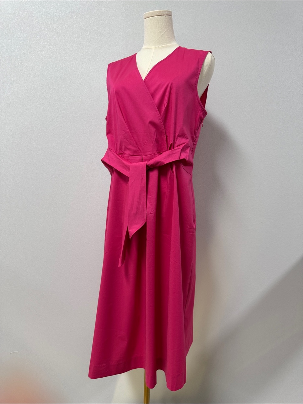 Hinson Wu Ellen Sleeveless Faux Wrap Midi Dress with Self-Tie Waist in Pink